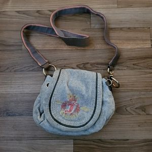 Vintage Y2K Juicy Couture Light Gray Velour Crossbody Mini Bag Mini Purse